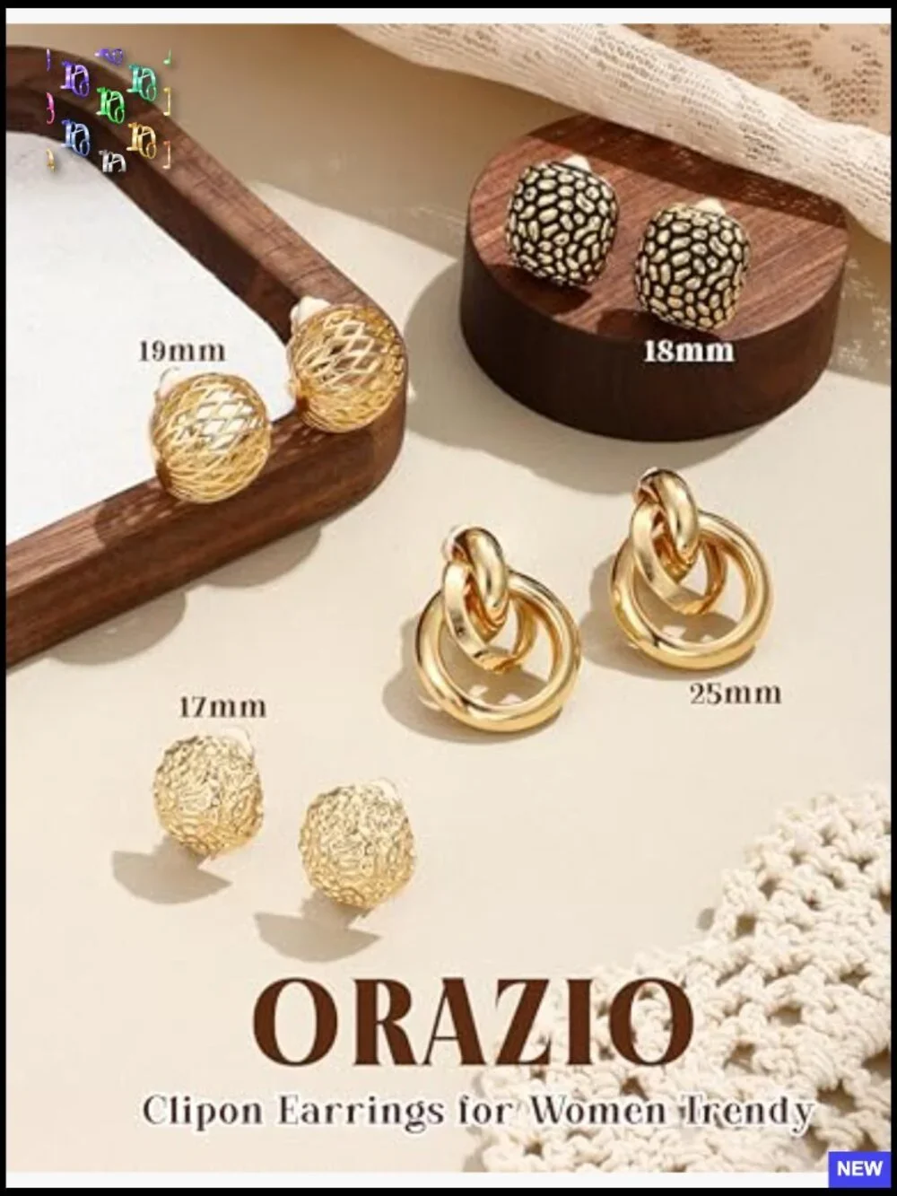 4 Pairs Clip On Earrings Set Hoop Teardrop Twist Round Stud No Piercing Fake